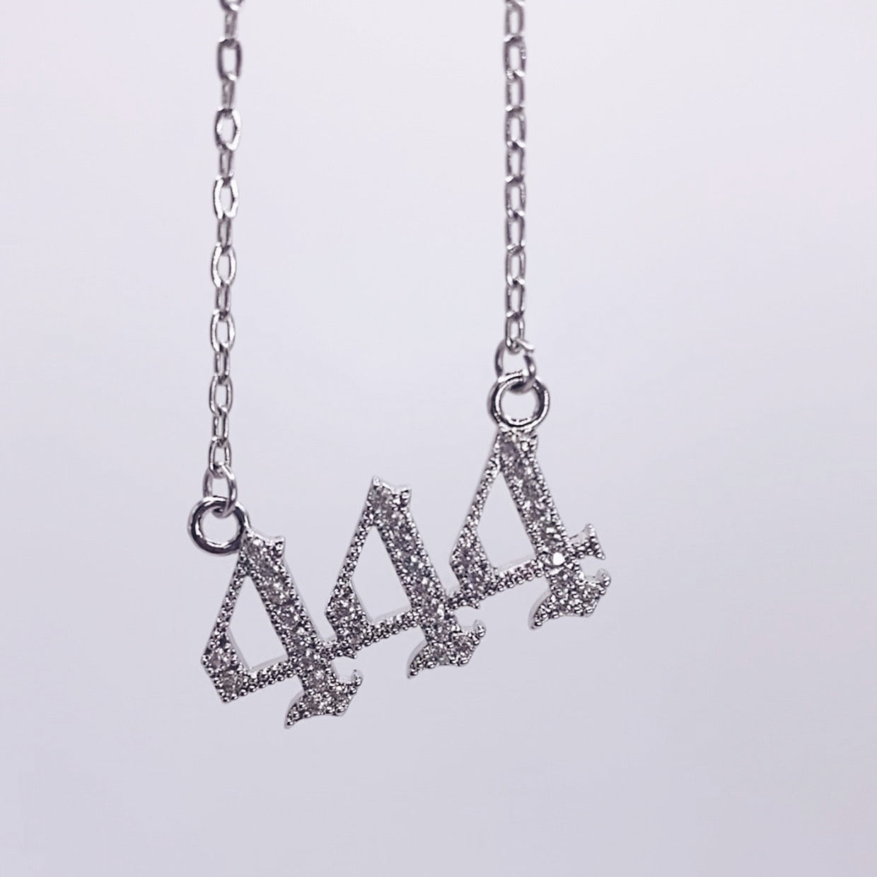 444 Sliver Angel Number Necklace