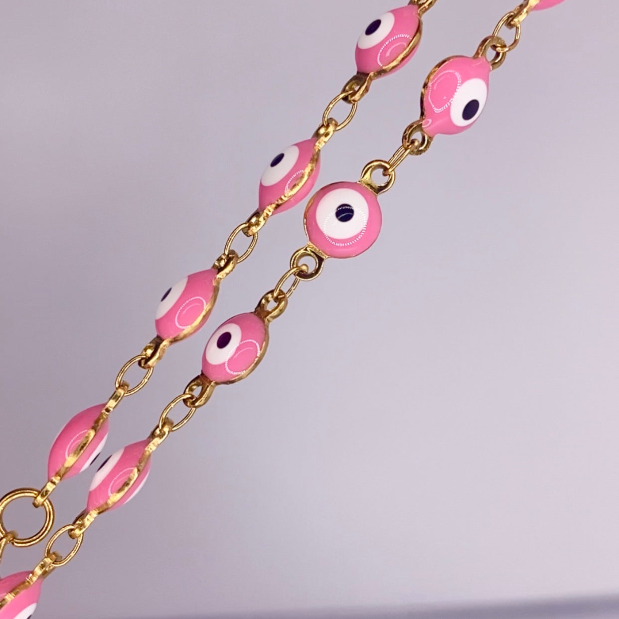 Pink Mal De Ojo Anklet