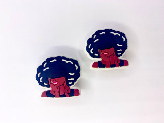 Black Girl W/ Afro Croc Charm