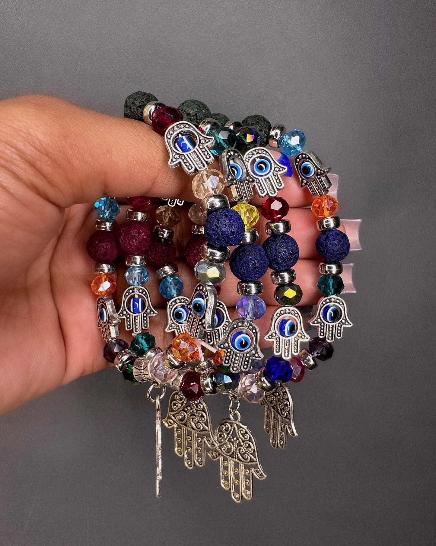 Multi Color Dangle Evil Eye Bracelet