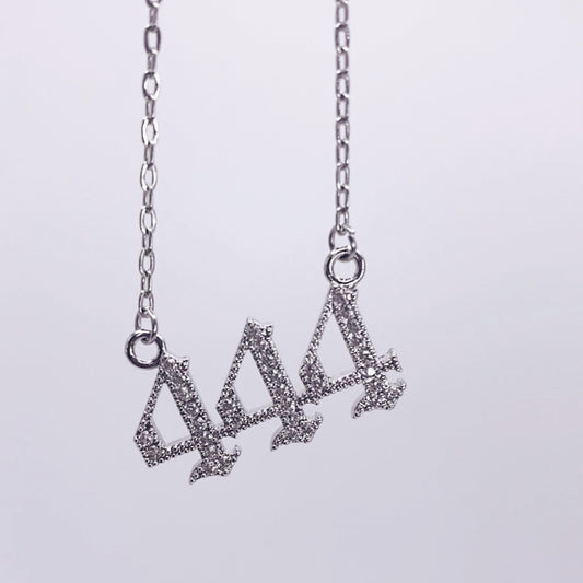 444  Sliver Angel Number Necklace