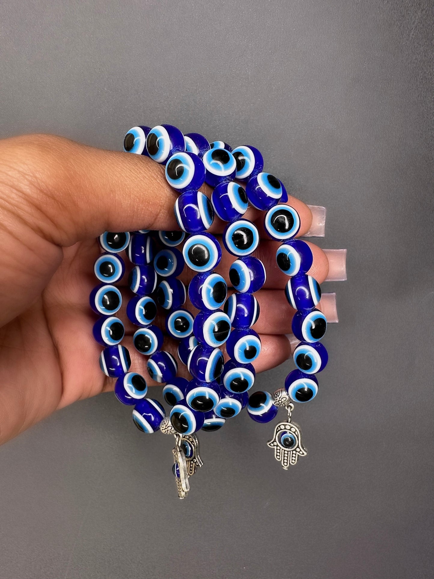 Blue Simple Evil Eye Beaded Bracelet